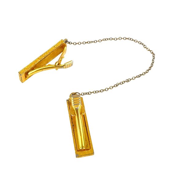 Vintage Sweater Clip Mother of Pearl Gold-Tone Grandma Core Chain - Picture 2 of 6